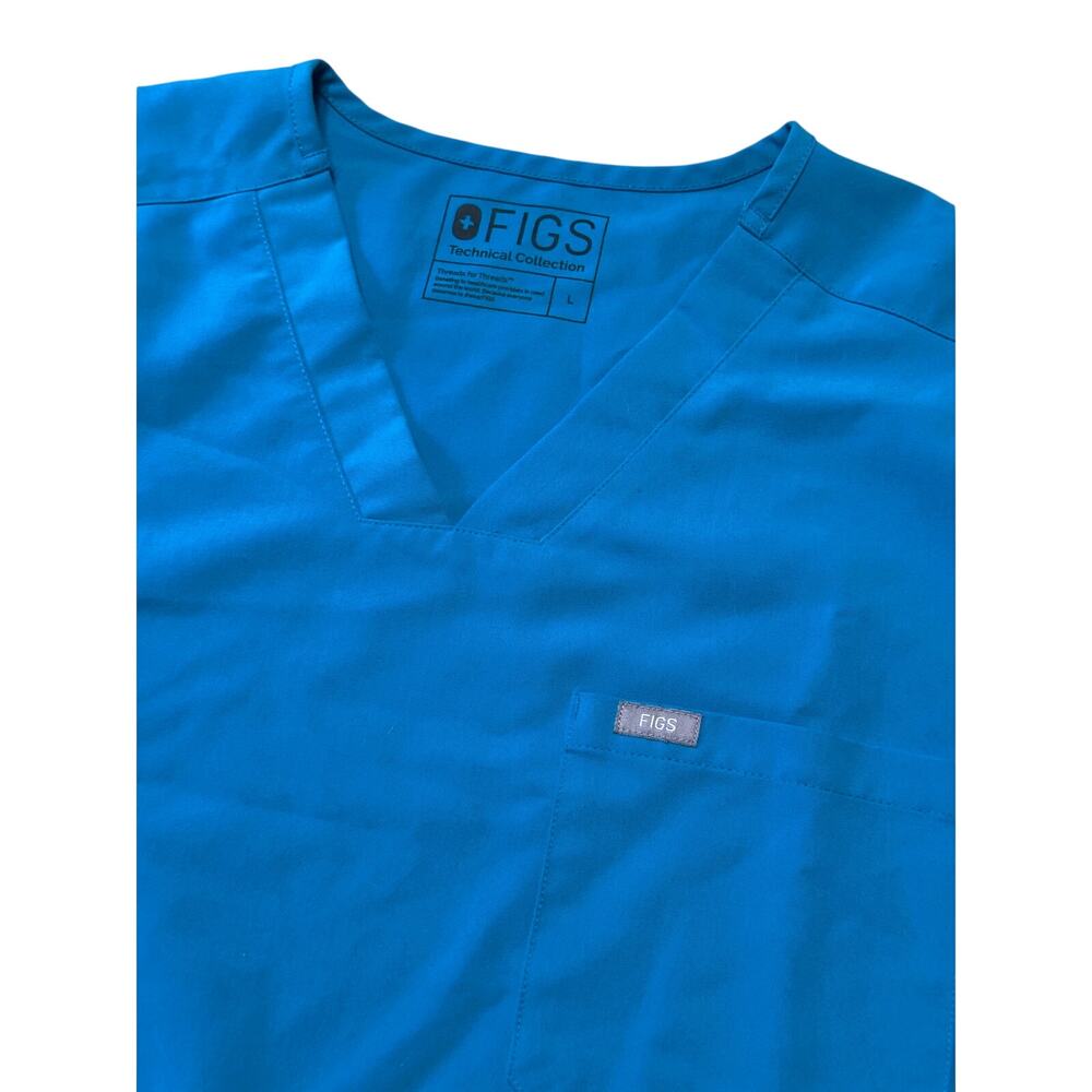 Figs‎ Chisec Three-Pocket Scrub Top TEAL Large - Picture 2 of 6